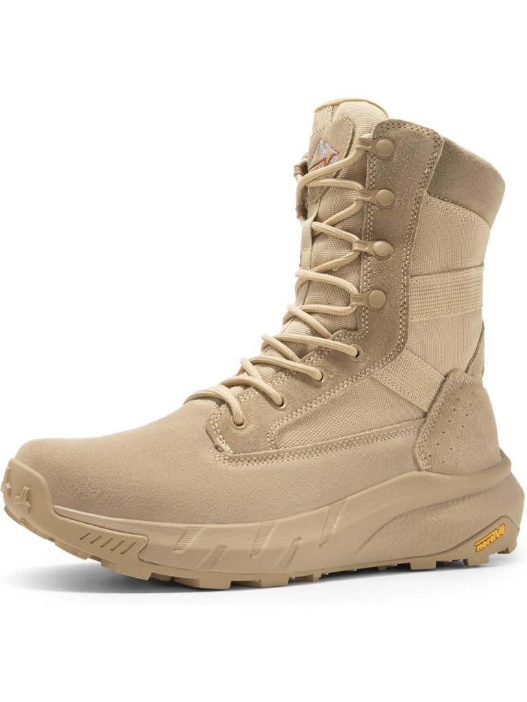 Men's Sand Leather Military Tactical Leather Work Motorcycle Combat Boots